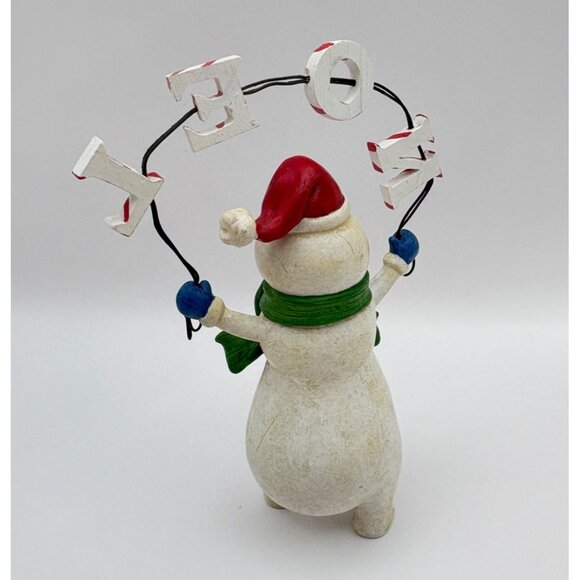Vintage Snowman Christmas Figurine Holding Noel Sign Candy Cane Striped Letters - Picture 2 of 8